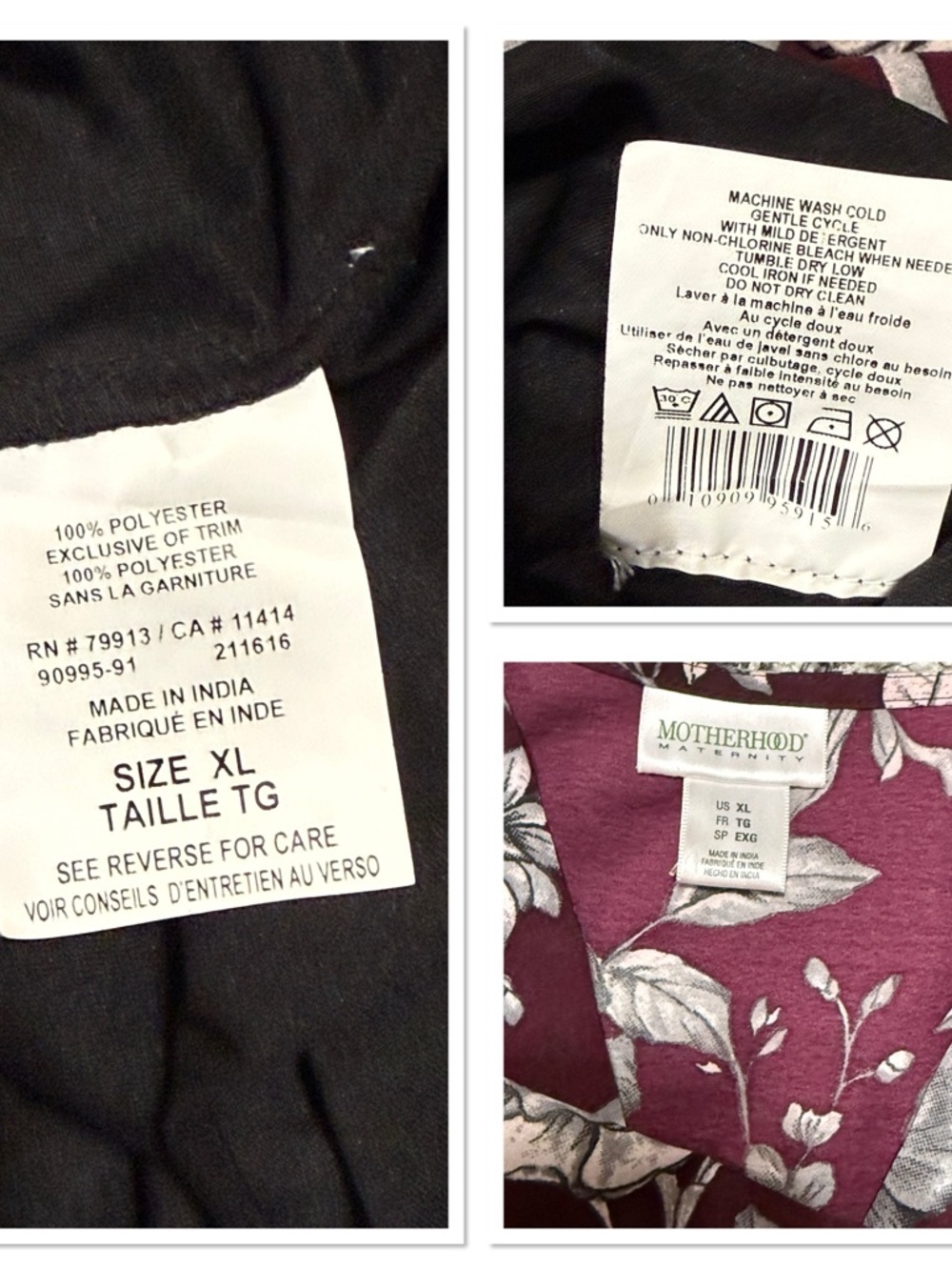 Motherhood Maternity Burgundy Floral Dress with Black Accents - Picture 9 of 9